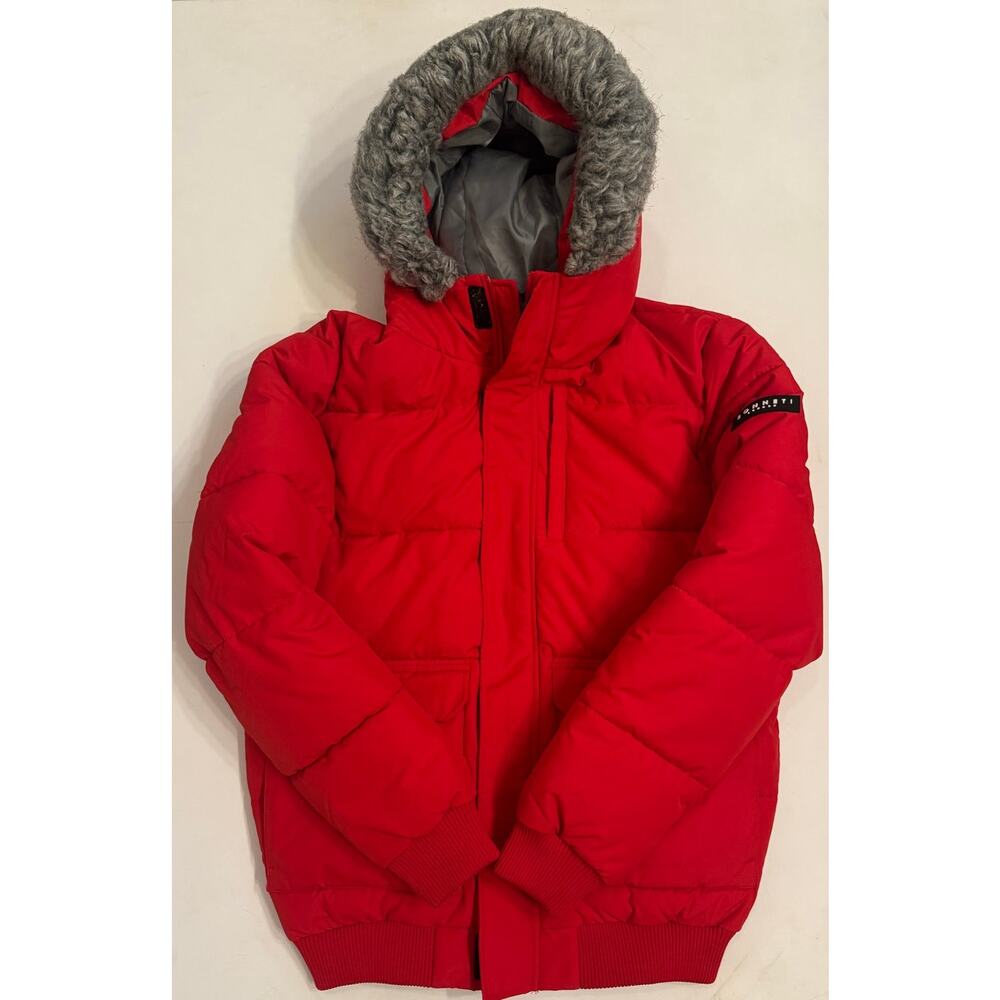 Sonetti London Winter Coat Red Puffer Women's Sz M Faux Fur Hood
